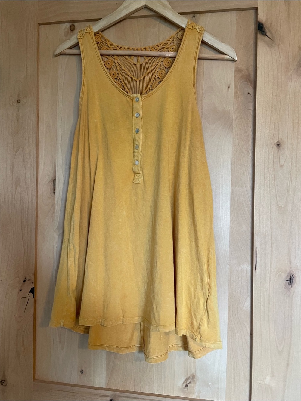Anthropologie Eri + Ali Mustard Crochet Back Swing Tank | Small